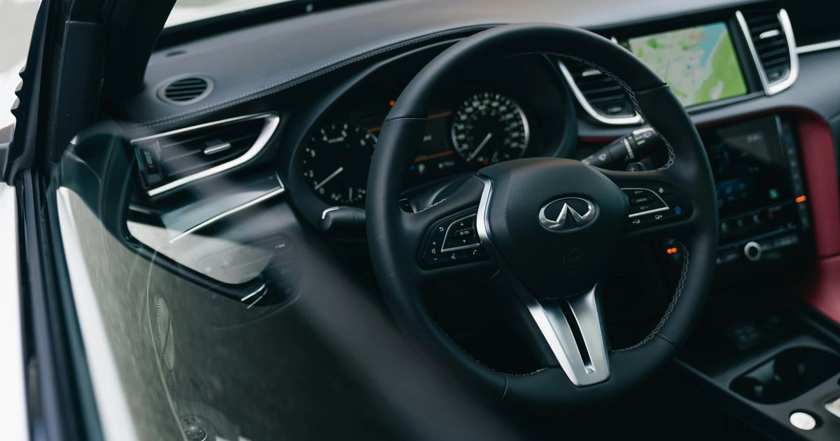 Modern car interior with a navigation screen