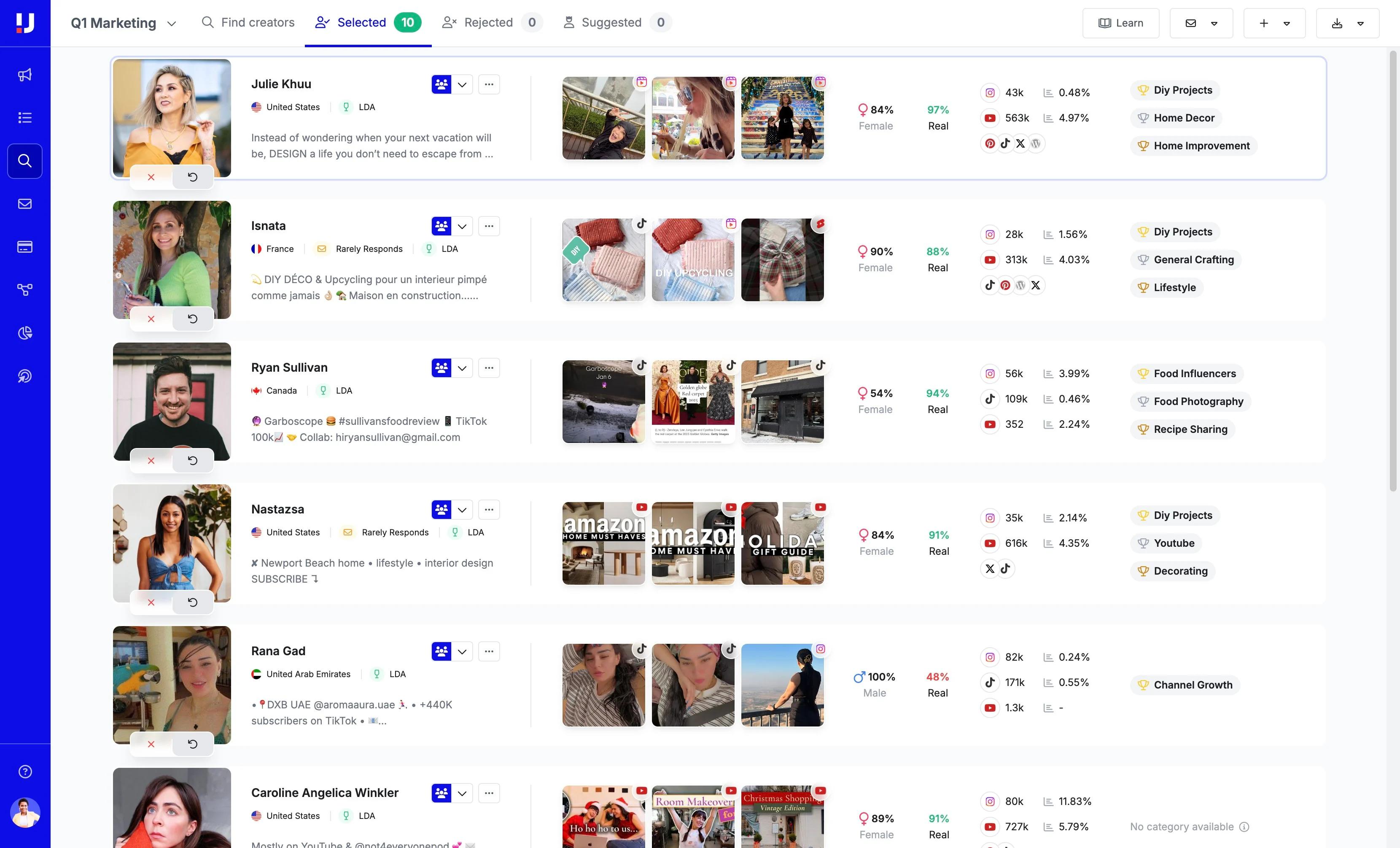 Upfluence search tool