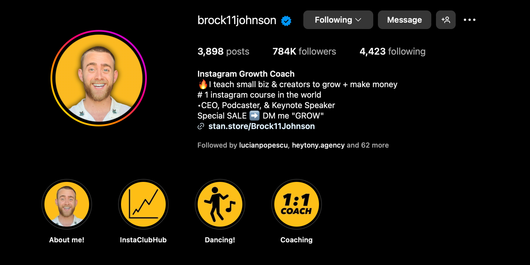 brock11johnson Instagram bio