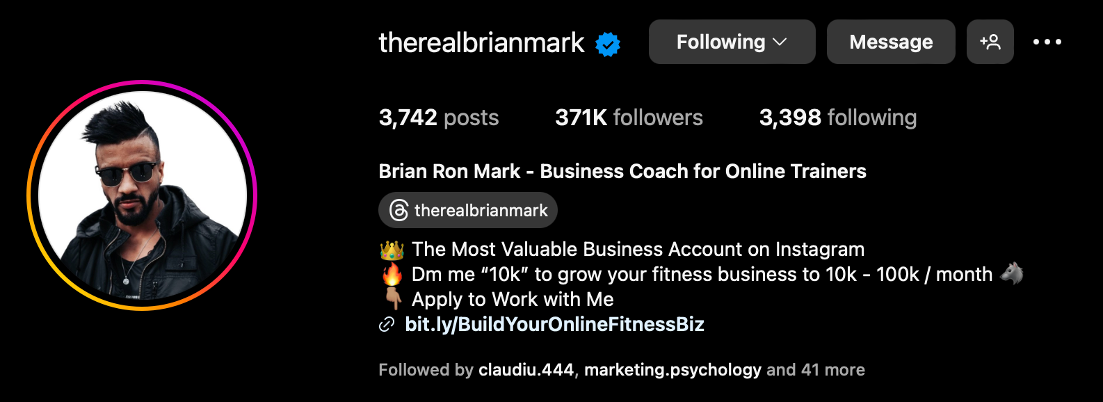 therealbrianmark Instagram bio