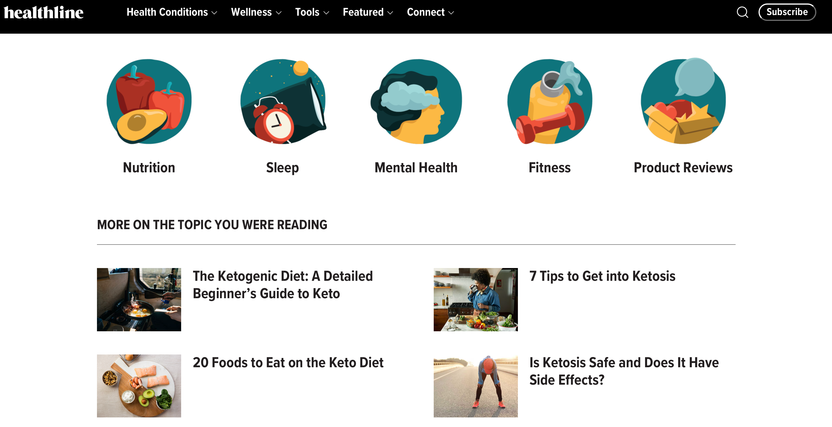 healthline.com landing page