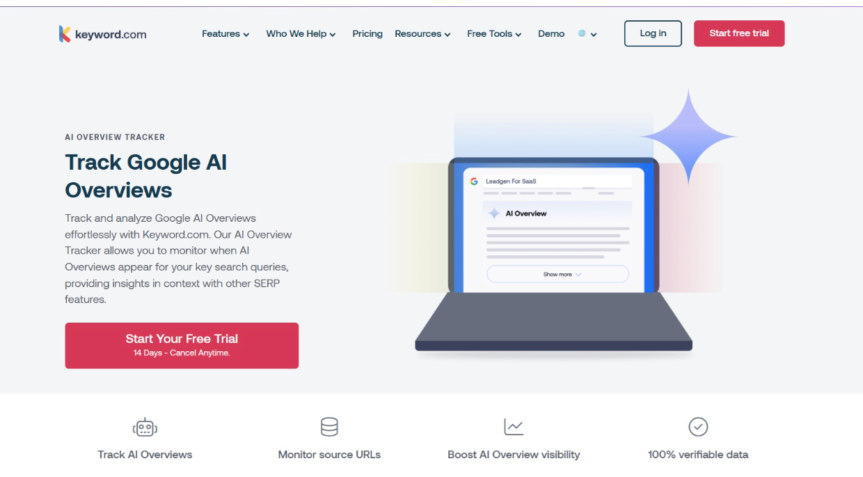 Keyword.com AI overviews tracking