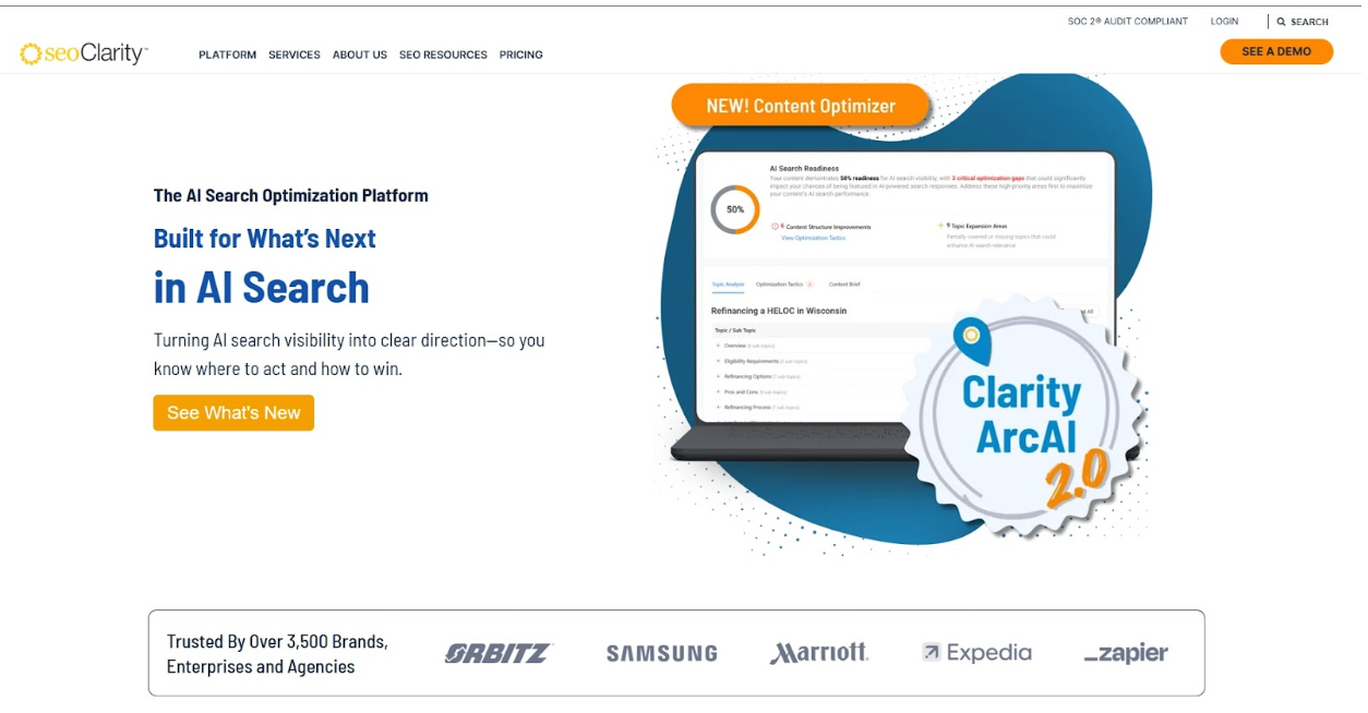seoClarity website main page