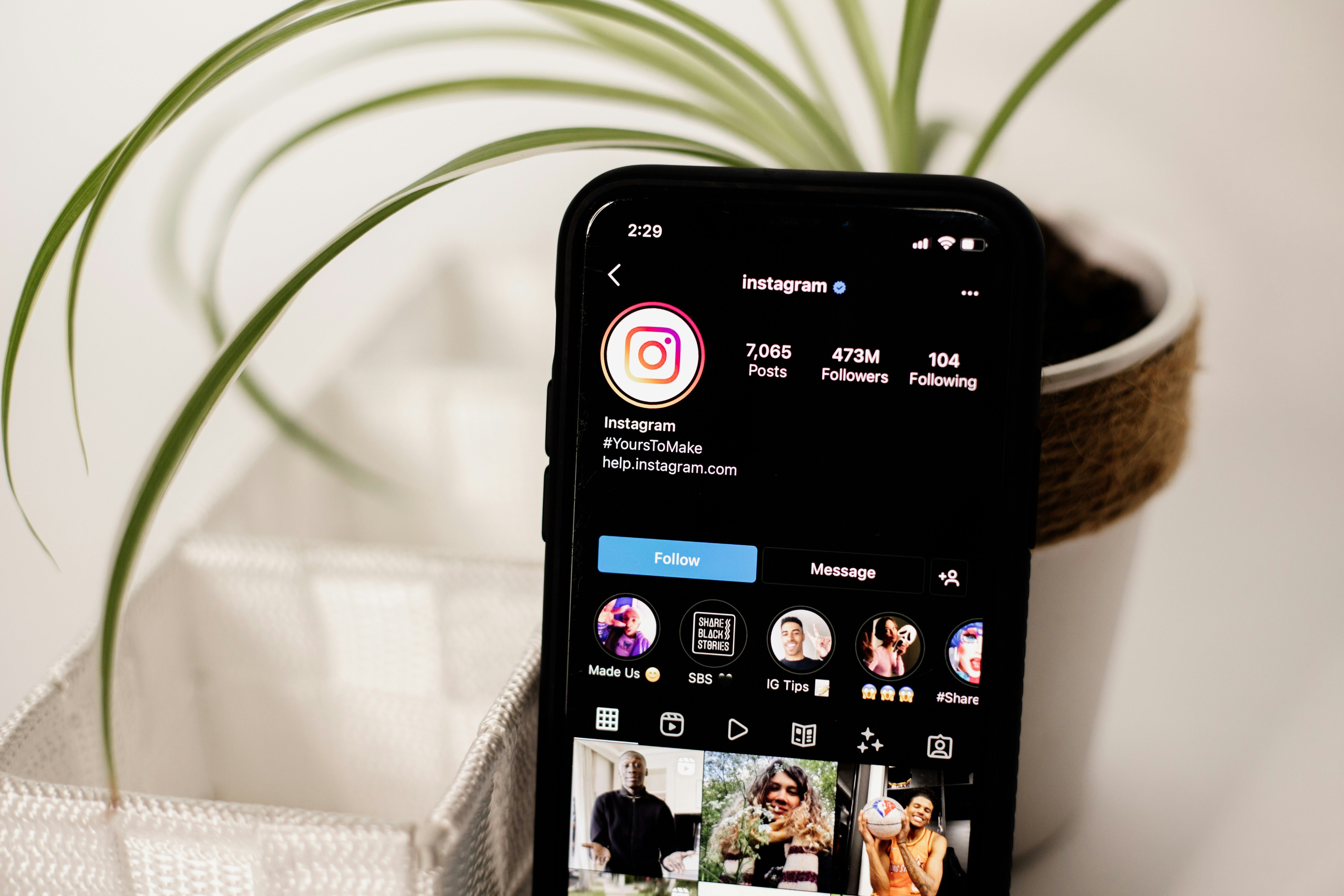 An instagram profile on a phone