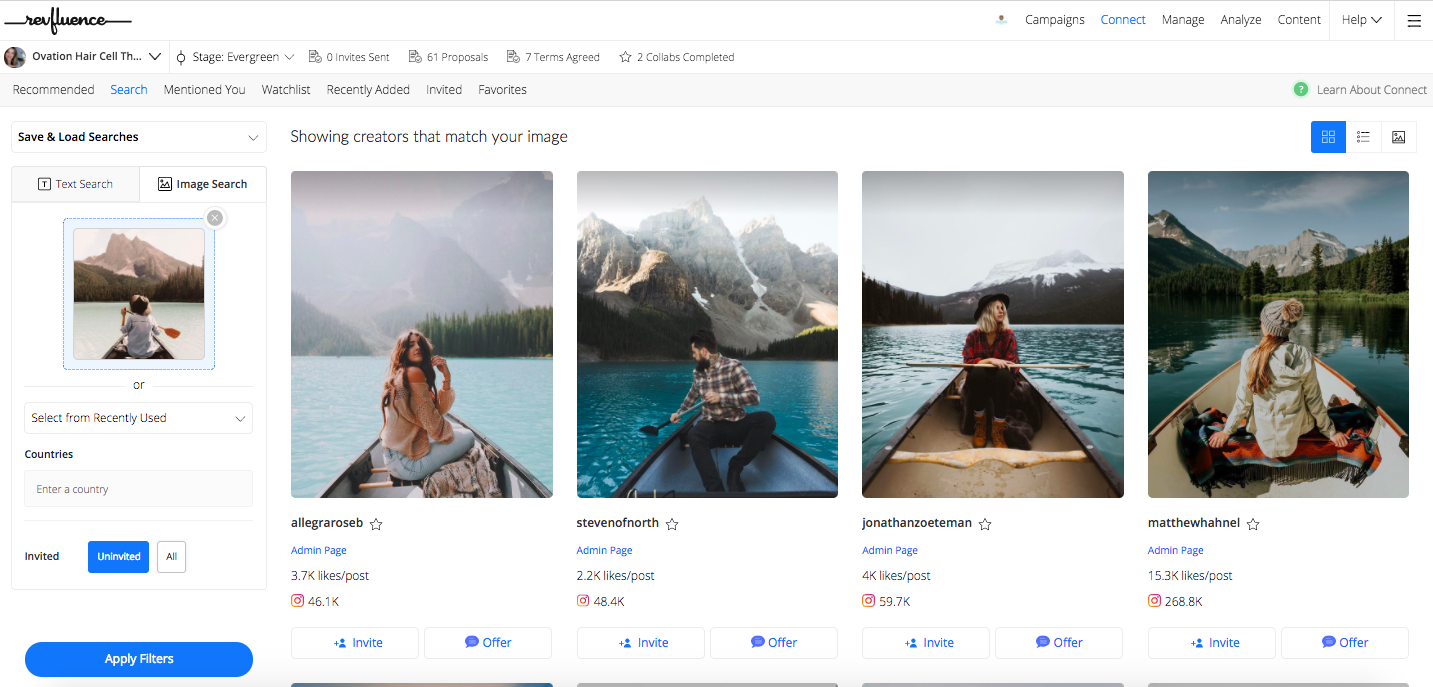 Aspire.io influencer search