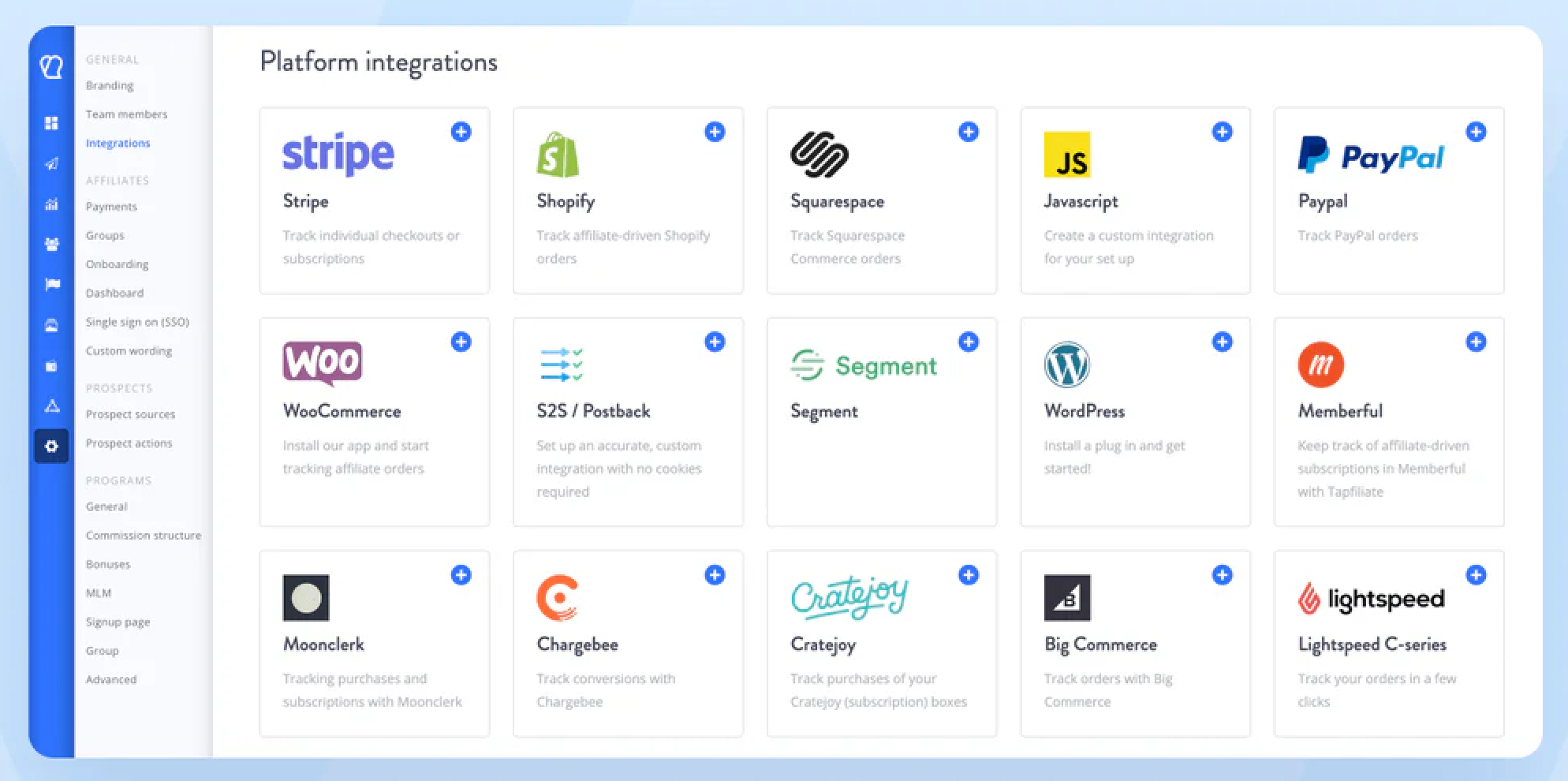 Tapaffiliate integrations
