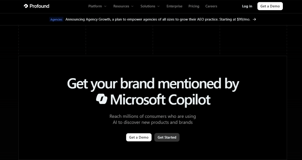 Profound AI website main page