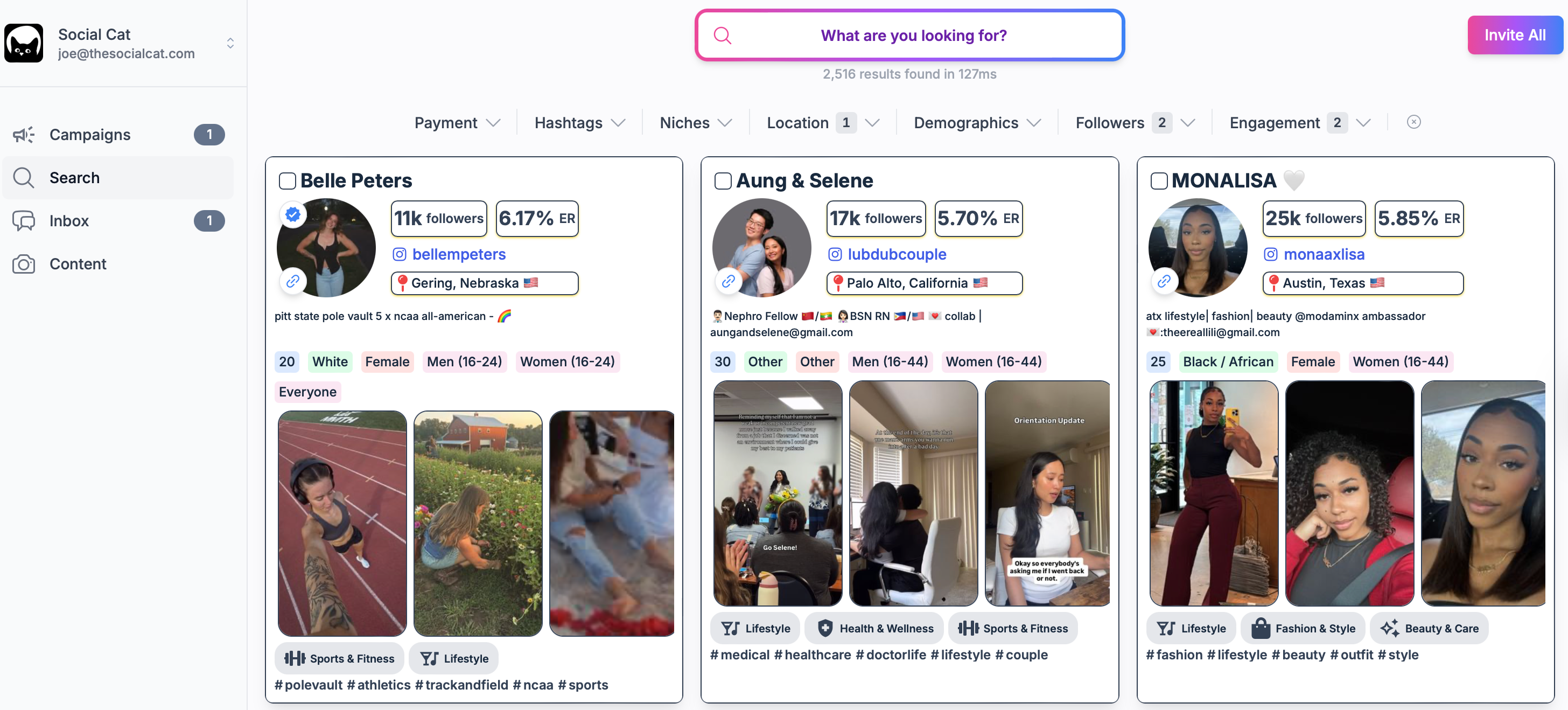 Search tool applicants