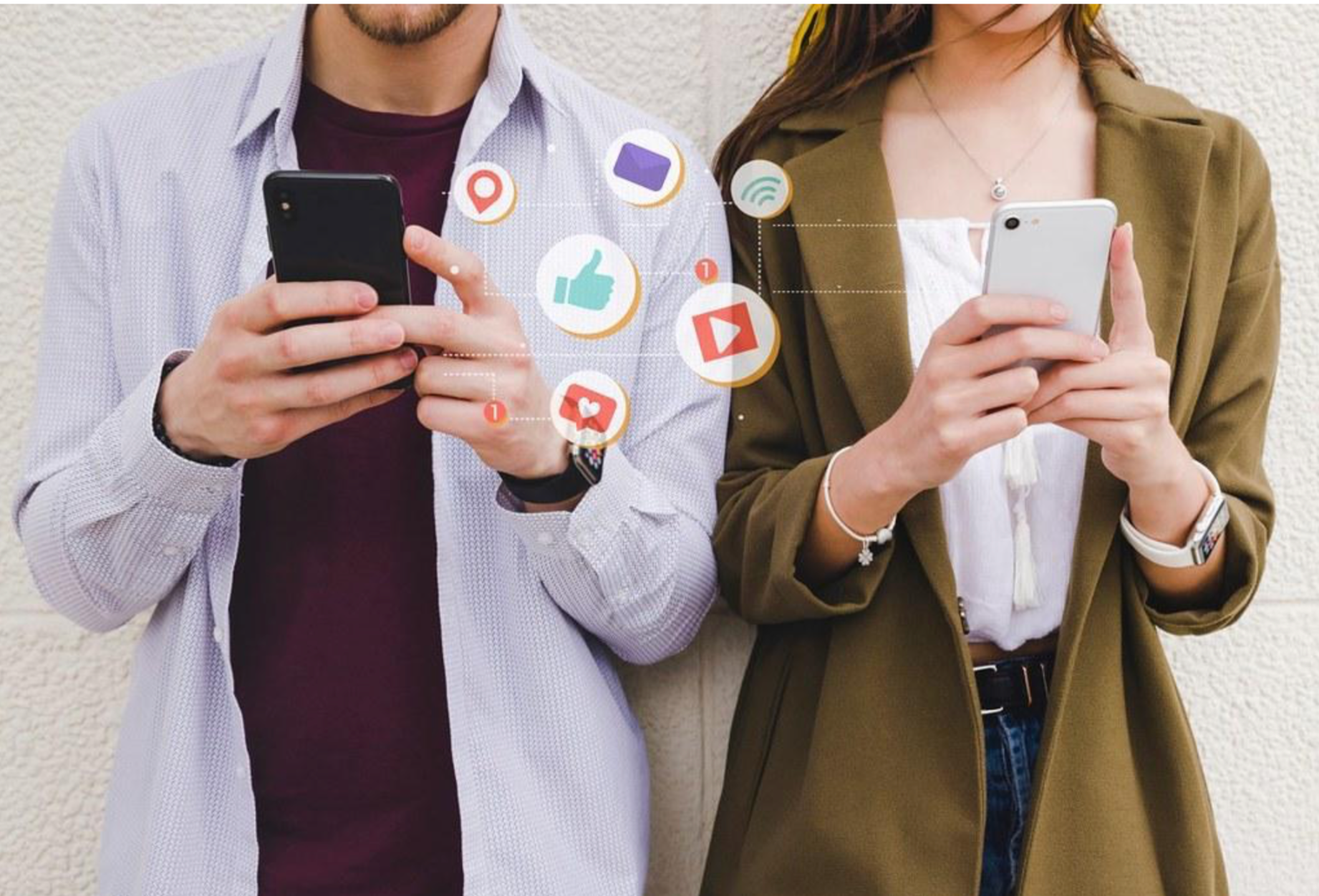 Couple phone scrolling