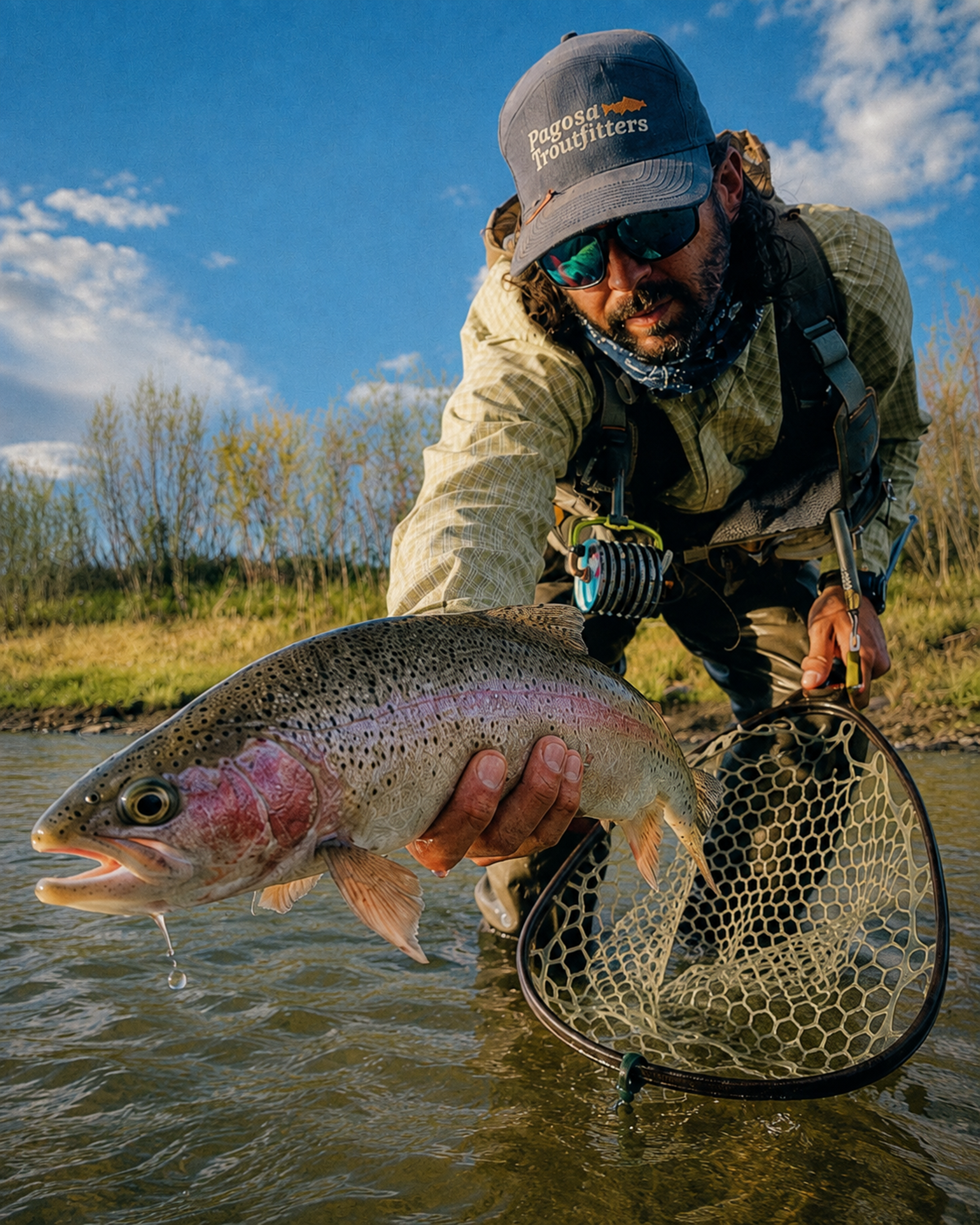 Max Stratton releasing a rainbow trout near Pagosa Springs, Colorado
