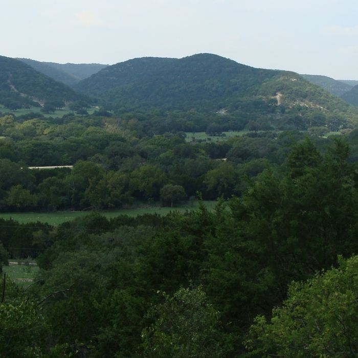 A rolling Texas Hill Country landscape west of San Antonio.