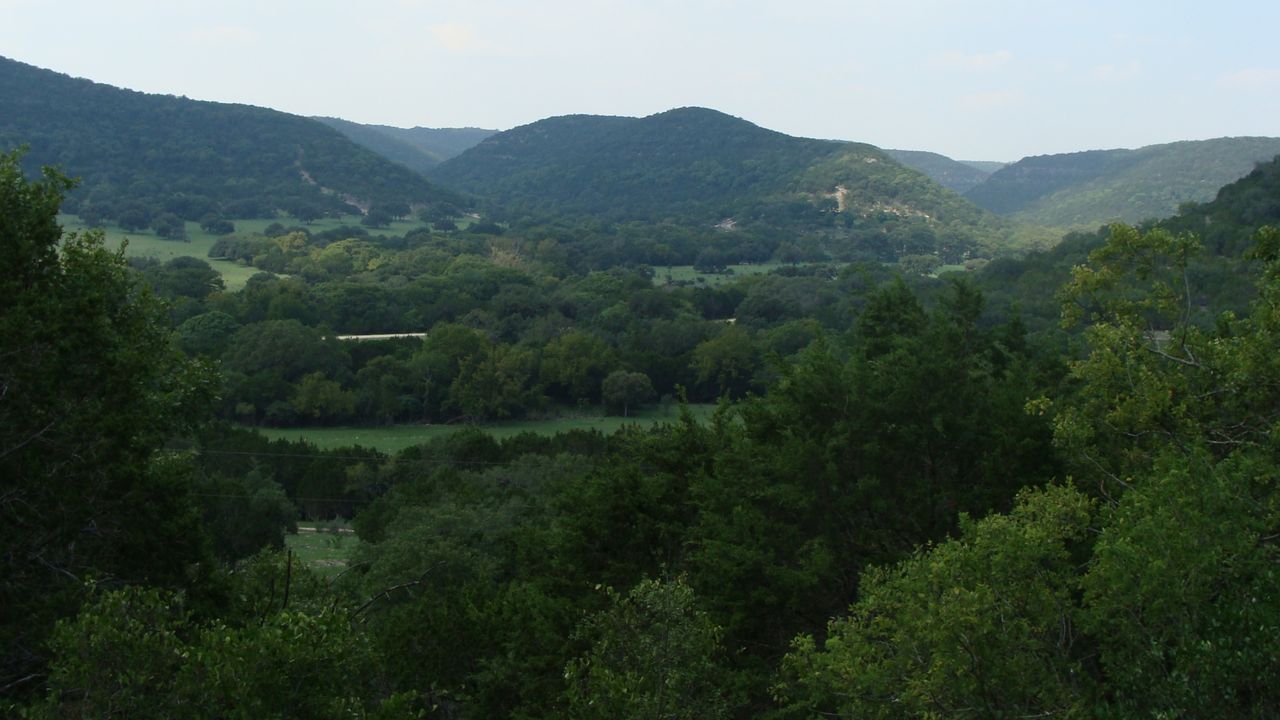 A rolling Texas Hill Country landscape west of San Antonio.