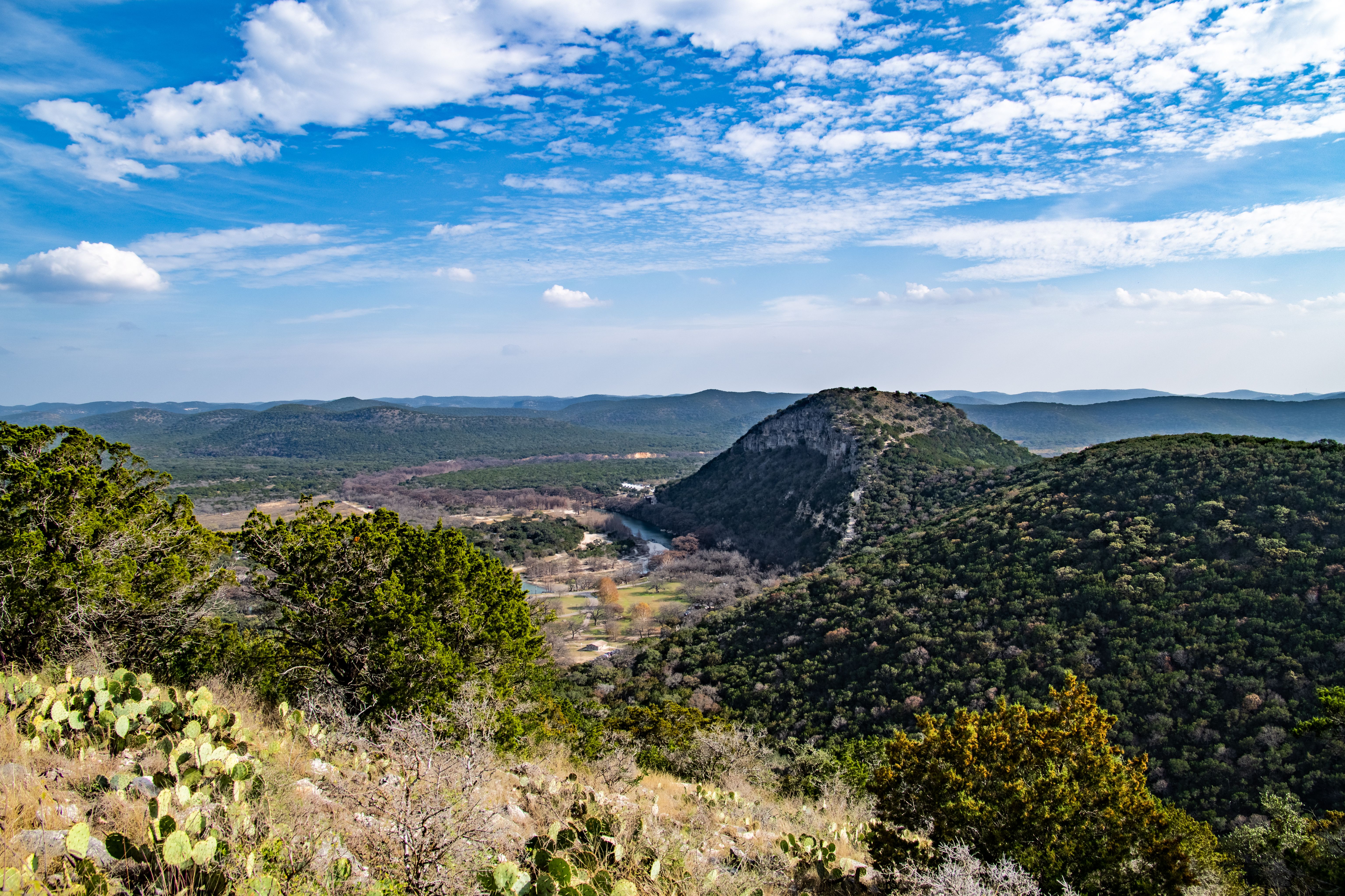 Old Baldy rising above the Frio River at Garner State Park in the Texas Hill Country.