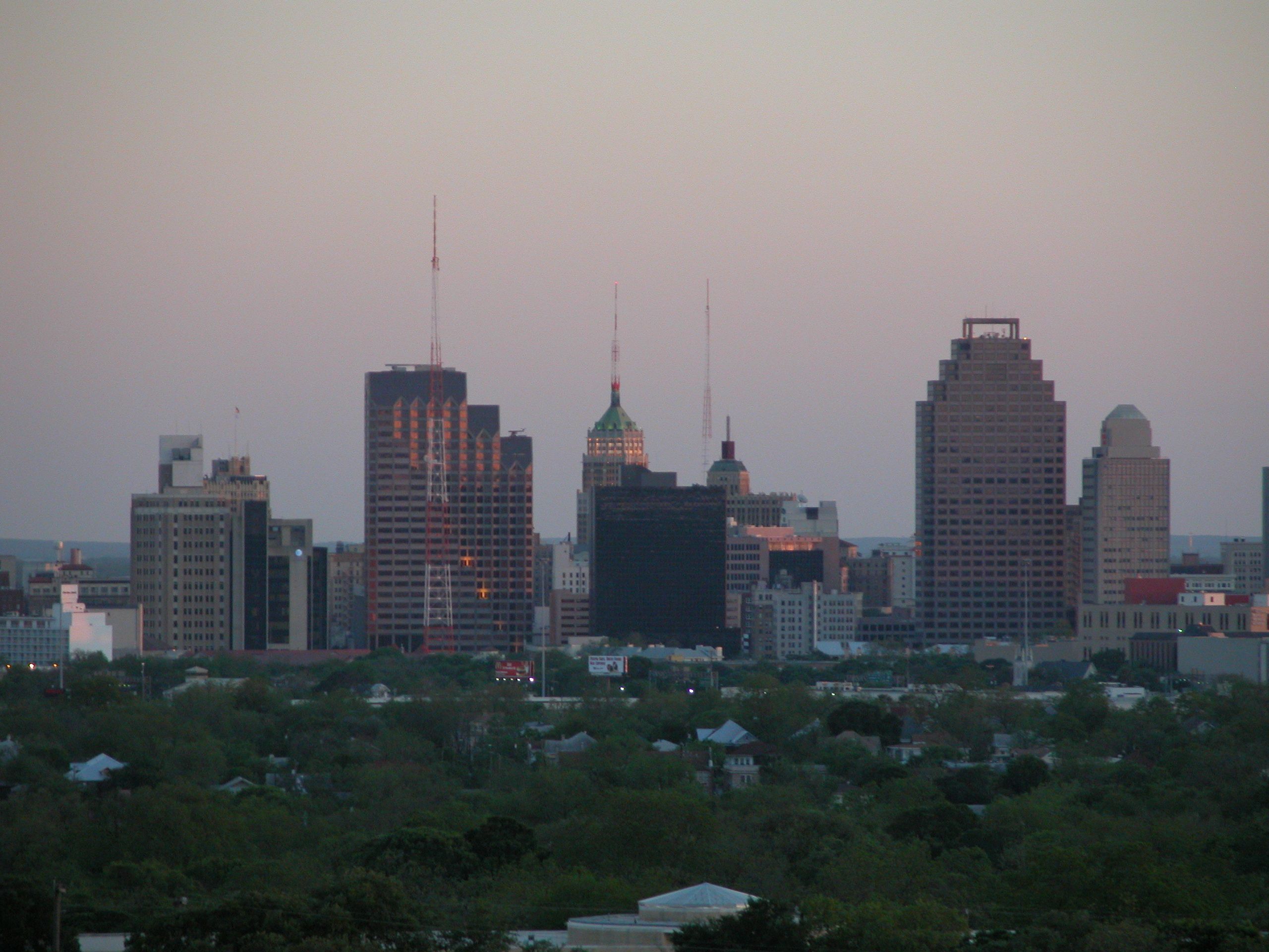 The San Antonio skyline viewed from the north.