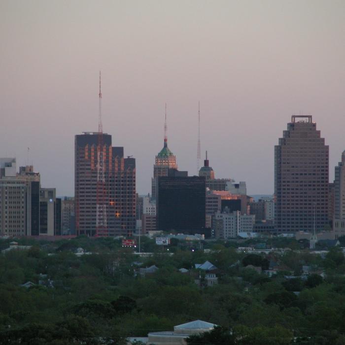 The San Antonio skyline viewed from the north.