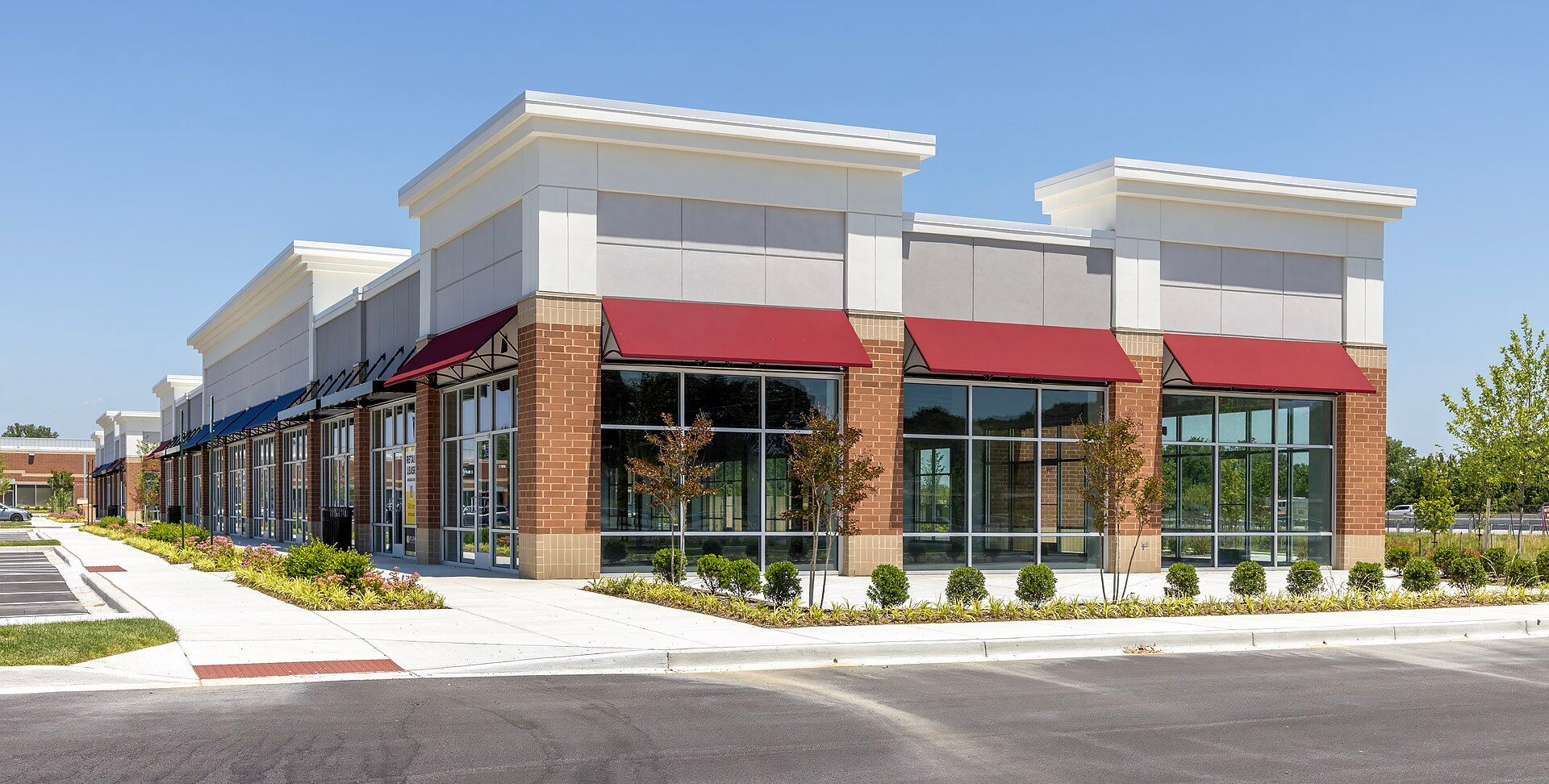An outdoor shopping center.
