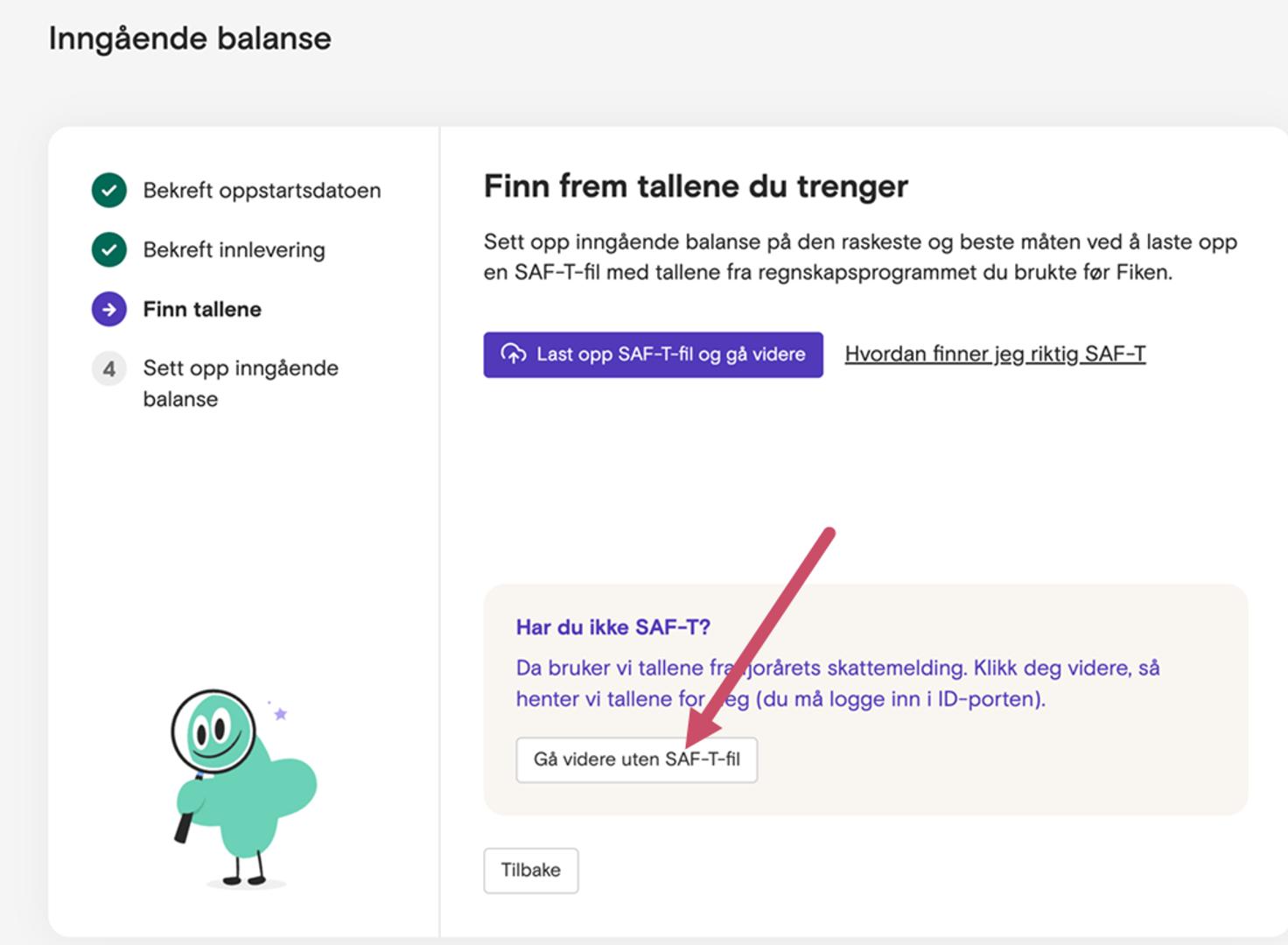 Inngående balanse: Gå videre uten SAF-T-fil