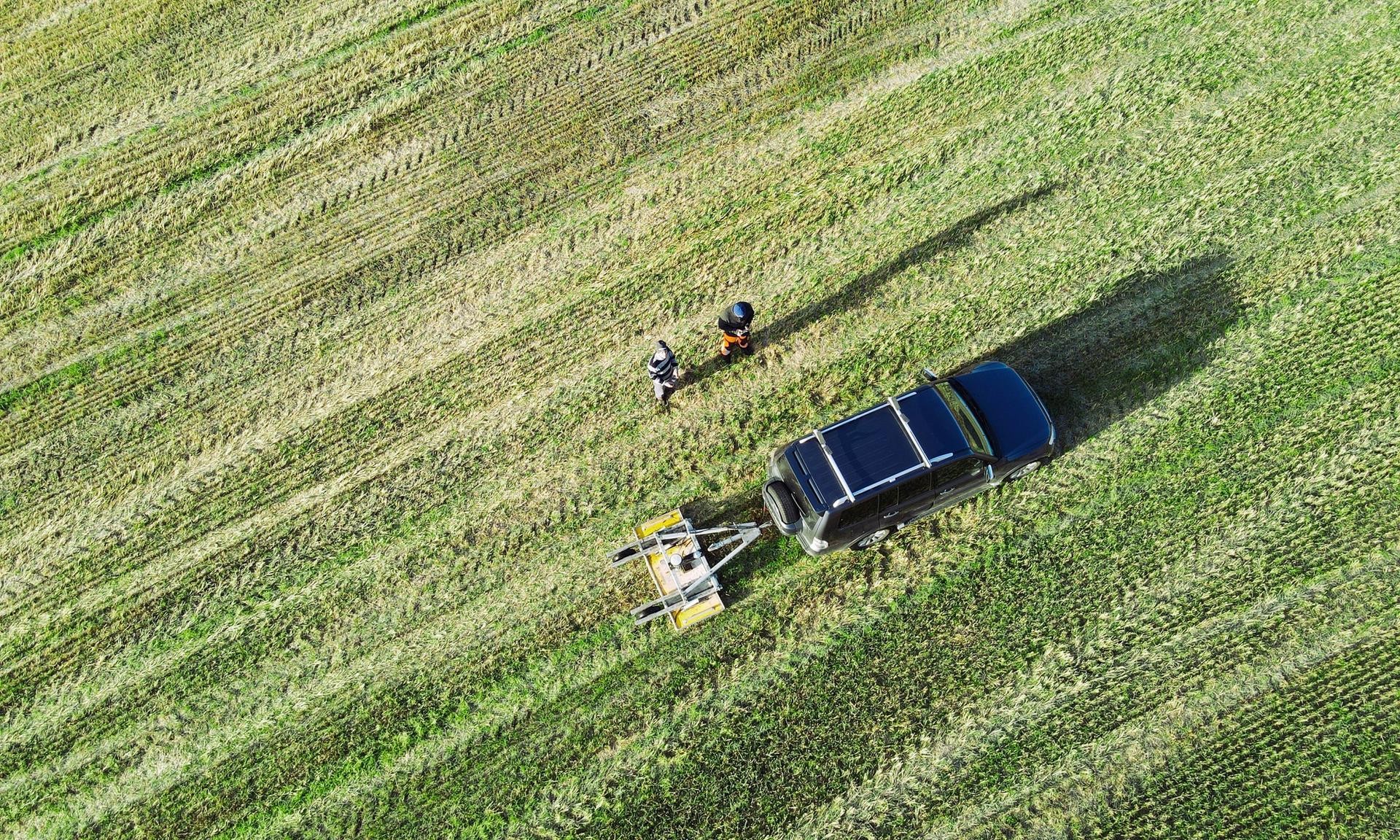 car with sensor on gras