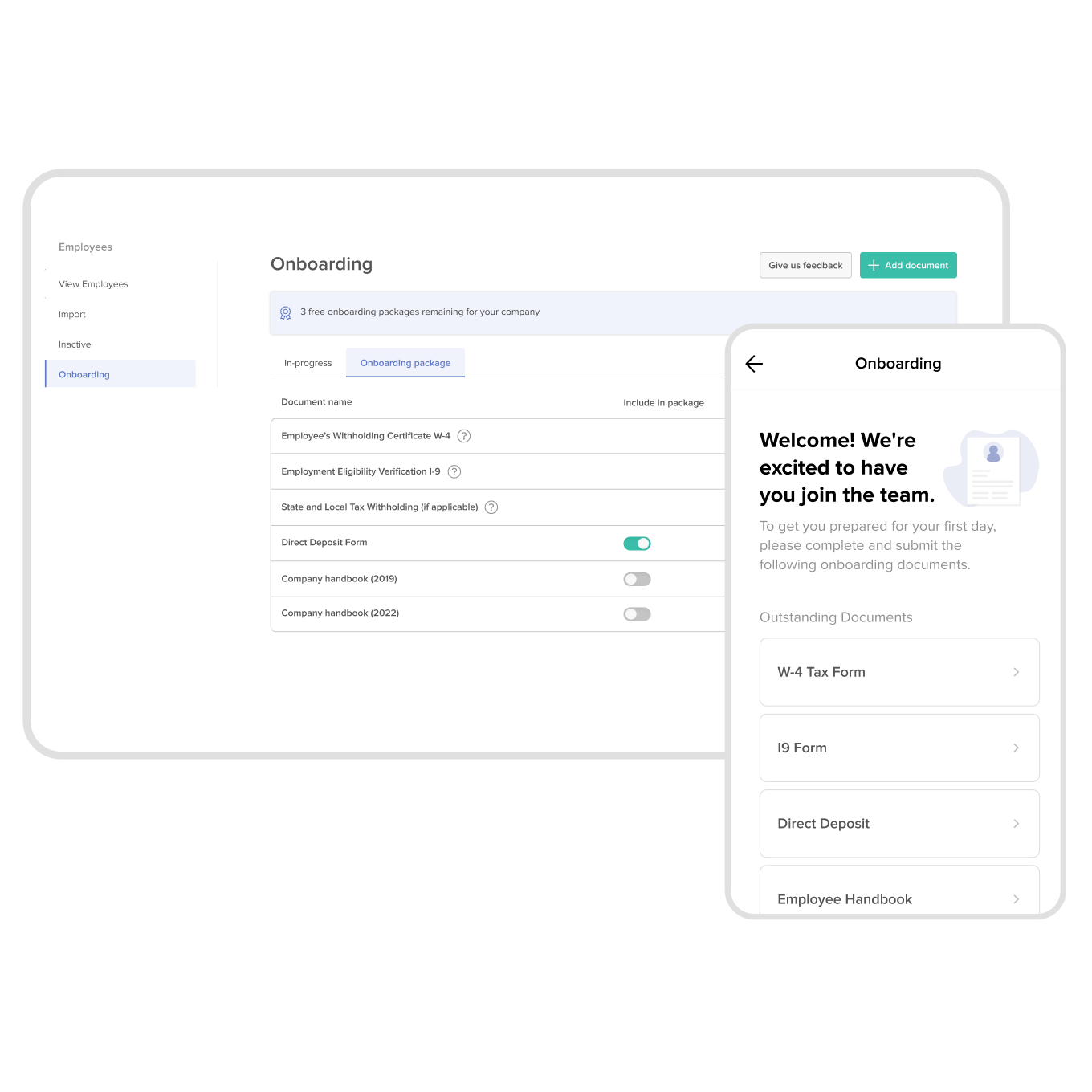 Access all of your employee onboarding documents from the onboarding flow
