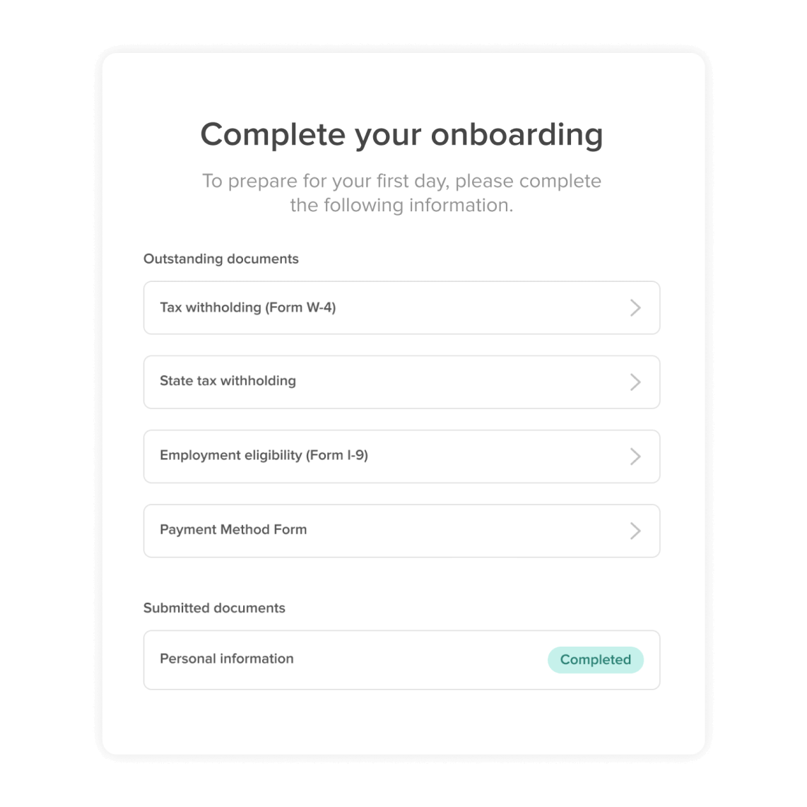 Image showing an employee-friendly interface in 7shifts platform, where employees can easily onboard and access their pay information in one place.