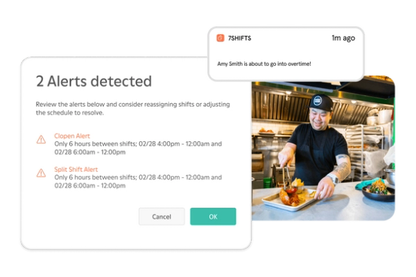 Restaurant labor compliance alerts from 7shifts software