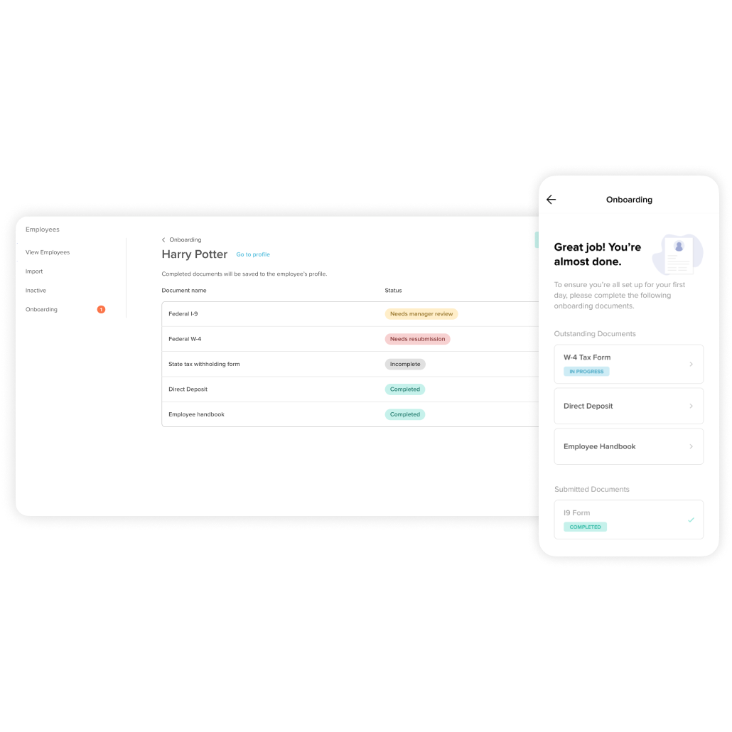 7shifts employee onboarding forms product screens