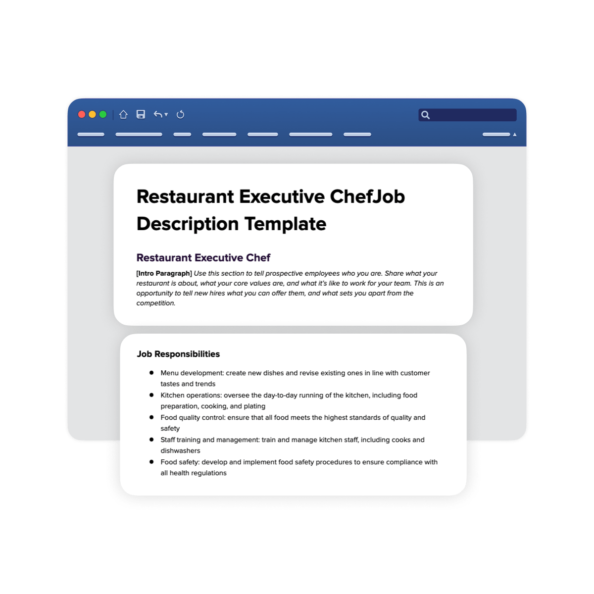 Example executive chef job description template