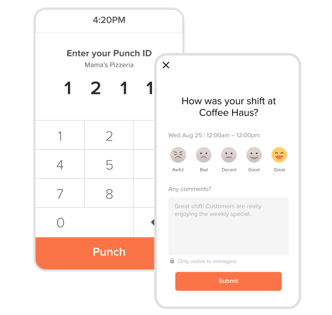 Product illustration of shift reporting feature