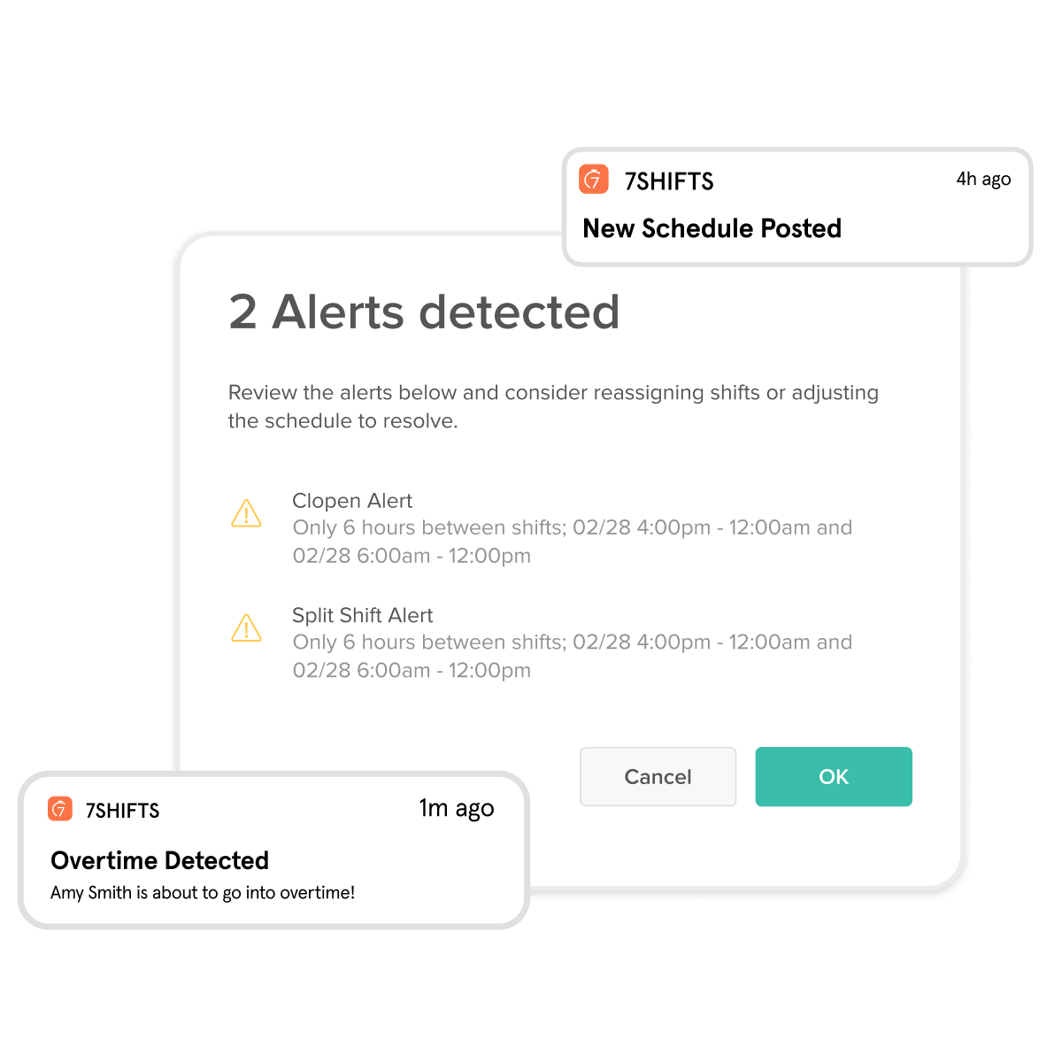 Overtime and other automatic alerts from auto scheduling software.