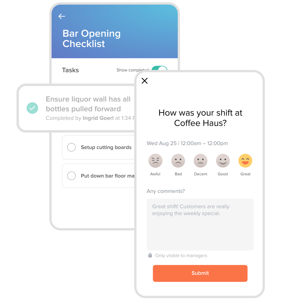 Employee engagement check in and communication tool.