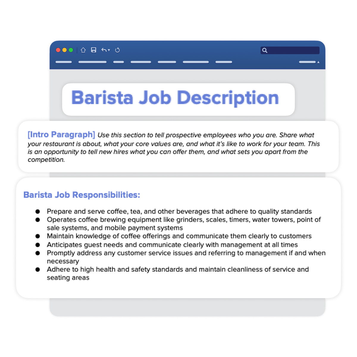 Example Barista job description template