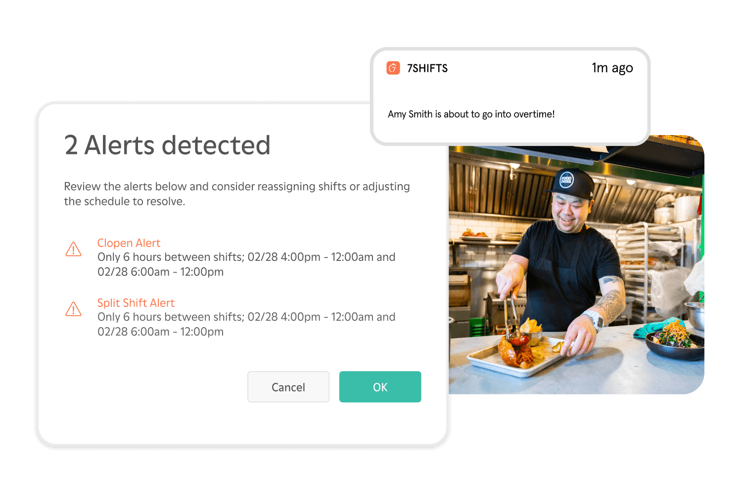 Restaurant labor compliance alerts from 7shifts software
