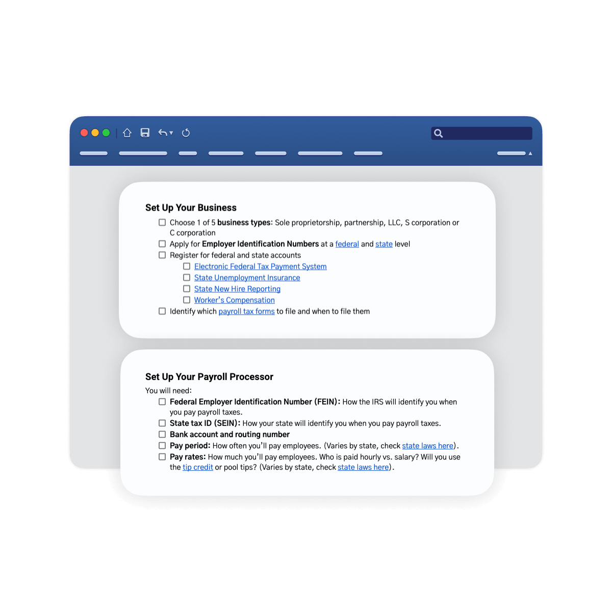 Example payroll implementation checklist template