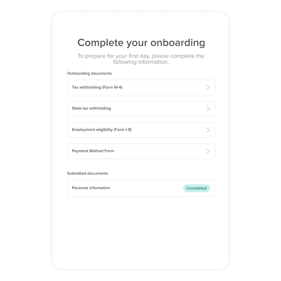 Image showing an employee-friendly interface in 7shifts platform, where employees can easily onboard and access their pay information in one place.
