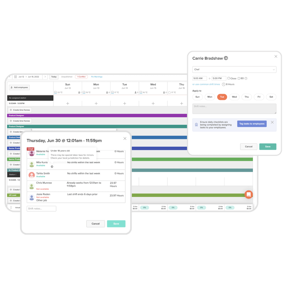 Indicate Minors on Schedule, labor compliance rules