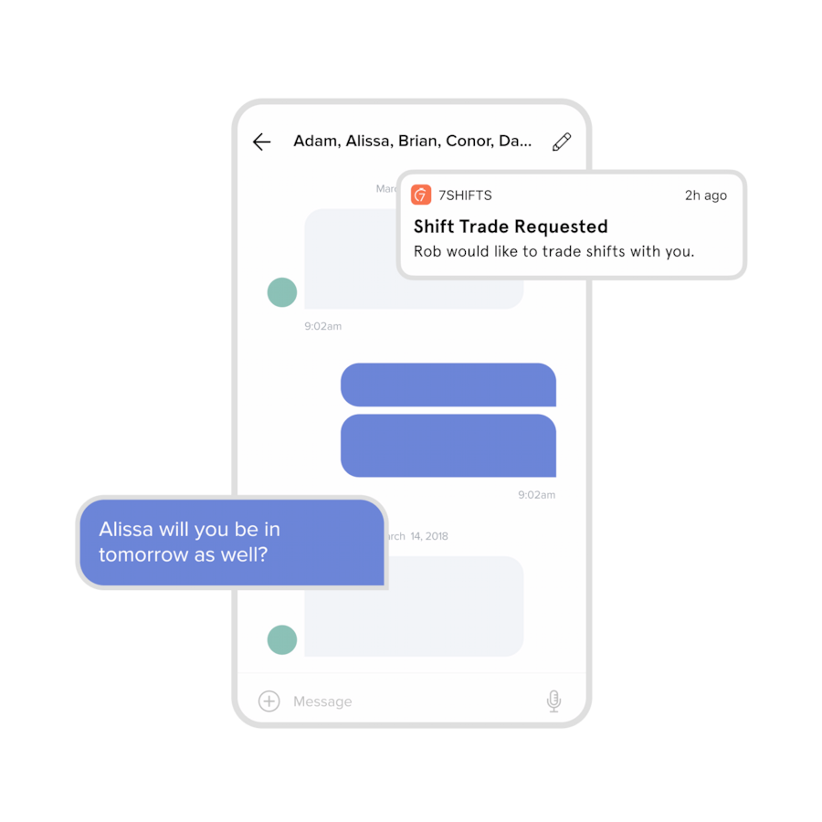 Shift team communication mobile notifications.