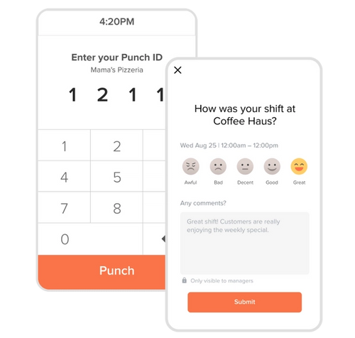 Product illustration of shift reporting feature