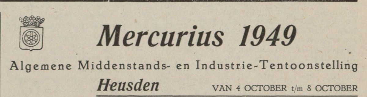 Advertentie in het Nieuwsblad Het Land van Heusden en Altena (...) van 12 september 1949 (bron: Streekarchief Langstraat Heusden Altena)