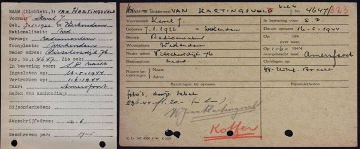 SD bericht over interneringsontslag en KZ-Amersfoort opname in KZ-Amersfoort 1 juli 1944.