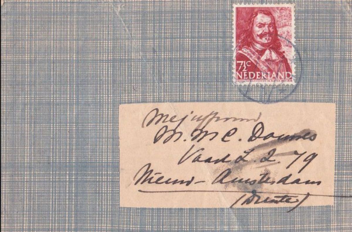 de envelop waarin de brief werd verstuurd