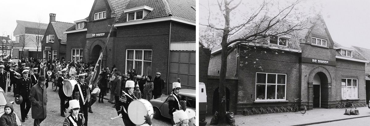 Links: 1977 opening De Dreef (foto: Johan van Gurp, Stadarchief Breda JVG19770205005). Rechts: tijdsbeeld 1990 (foto: Wies van Leeuwen / Provincie Noord-Brabant, BHIC PNB001062280)