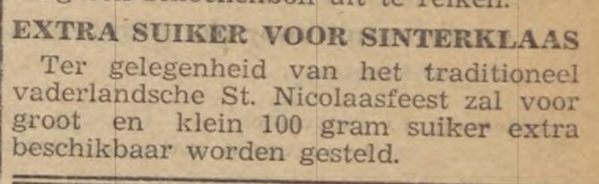Extra suiker voor Sinterklaas, Boxmeers Weekblad 17-11-1945
