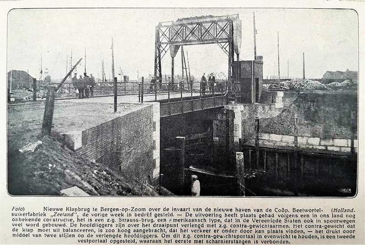 De Strauss-brug in Bergen op Zoom in een onbekend tijdschrift, oktober 1921