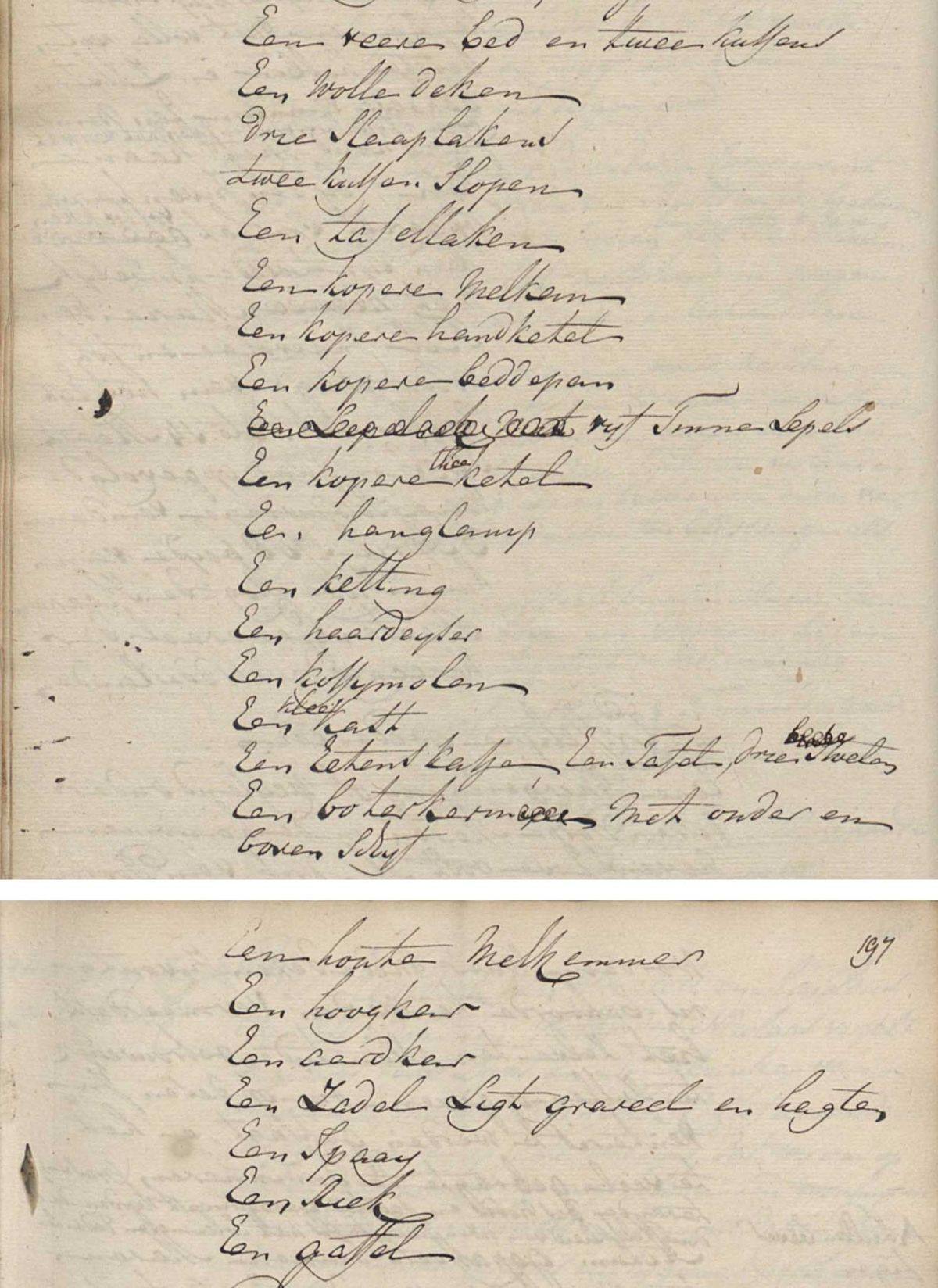 Afbeelding 20. Roerende goederen uit de boedel van Hermijna van Raaij en Reinier van Rossum