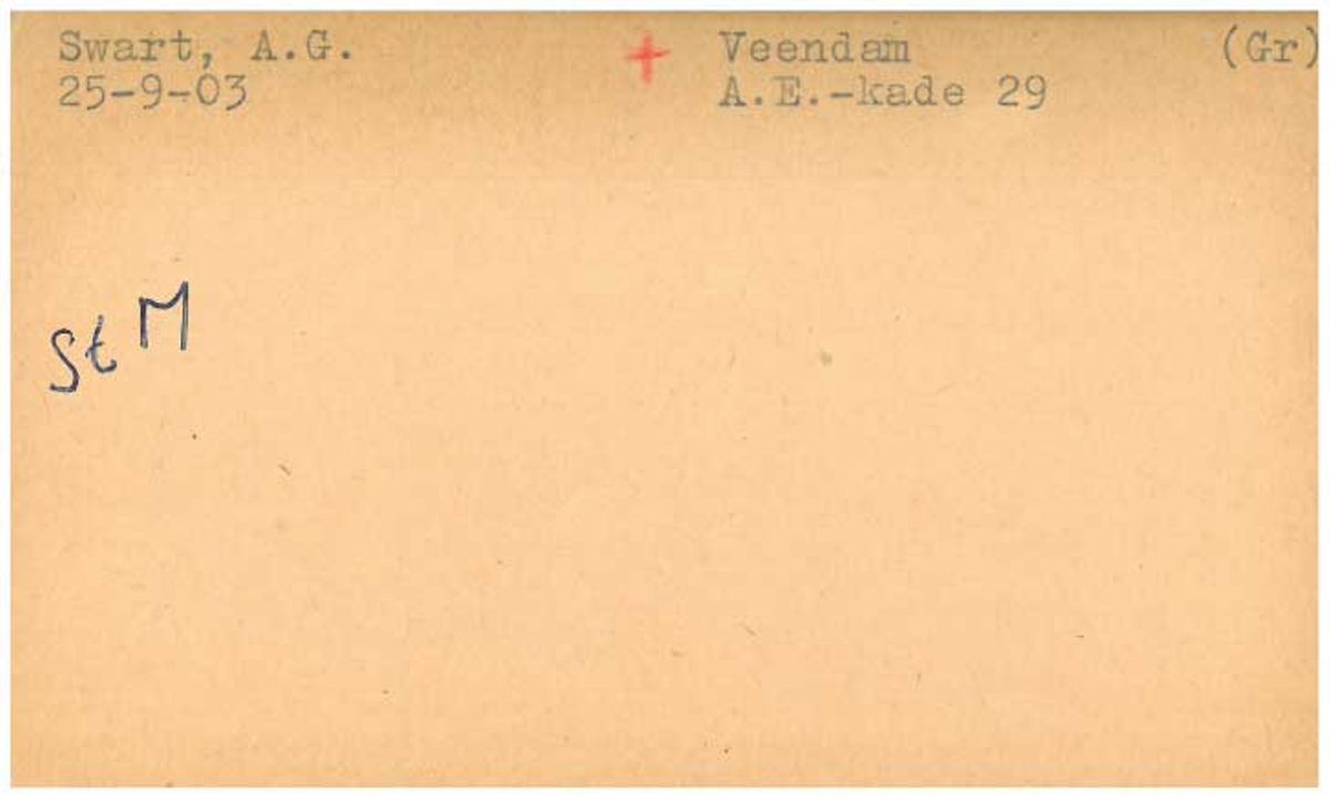 Naoorlogse Persoonskaart van A.G. Swart, Sint-Michielsgestel. Bron: BHIC