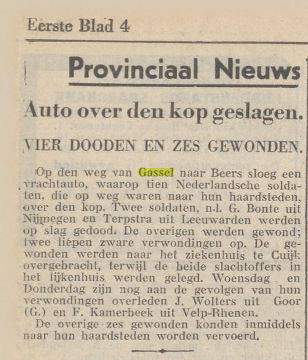 Artikel in Noordbrabantsch Dagblad Het Huisgezin, 25 mei 1940
