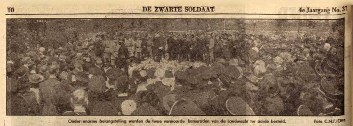 Fragment uit de NSB-krant 'De Zwarte Soldaat' van 18 mei 1944 over de begrafenis van de Landwachten
