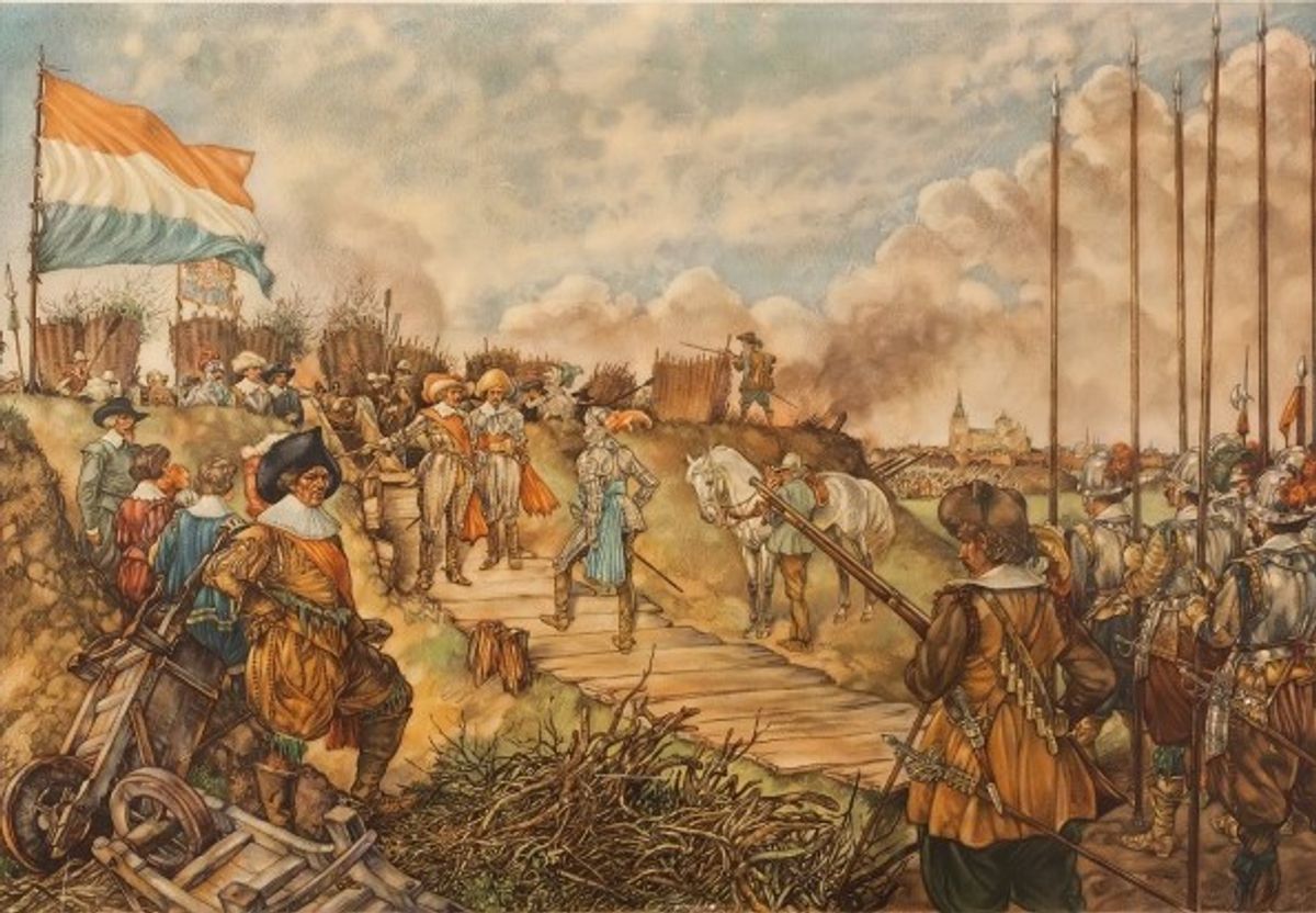Frederik Hendrik voor 's-Hertogenbosch, 1629, getekend door J.H. Isings, 1950