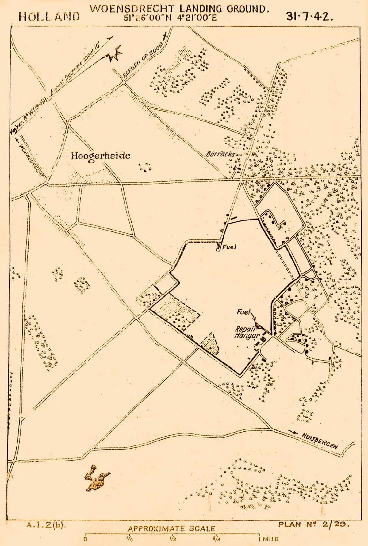 Kaart van het vliegveld, 1942 (coll. NIMH)