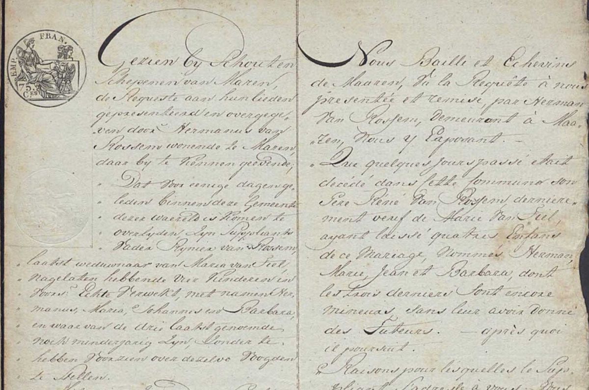 Afbeelding 25. Herman van Rossum meldt overlijden vader en verzoekt om voogden, 1811